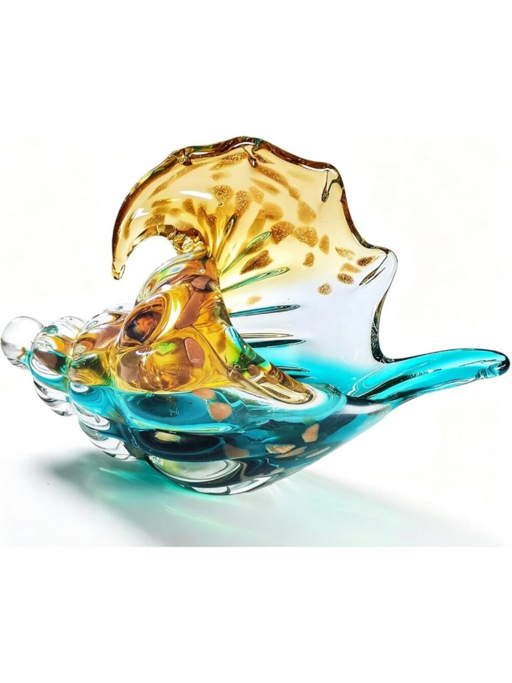 Hand Blown Sea Glass Conch Shell Art - Coastal Beach Decor for Home & Bathroom